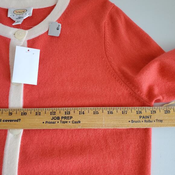 Women Talbots Coral Ivory Cashmere Cardigan PL Ladylike Retro Classic Career NEW - Picture 9 of 11